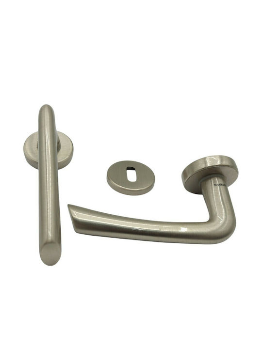 Italienisches Messing-Paar Türgriffe Mandelli 10472-12b1 Nickel Matt-Satin Maße 145×14×63 Mm