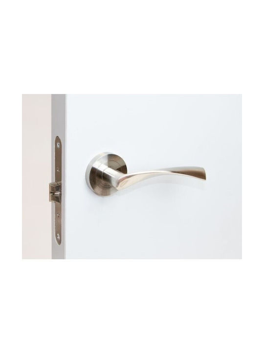 Πομολο Πορτας Ροζετα Finetto Αrt.801156 127x50mm Inox Σατινε Αριστερό Εξώπορτας 243-801a145bsn-αριστερό Εξώπορτας