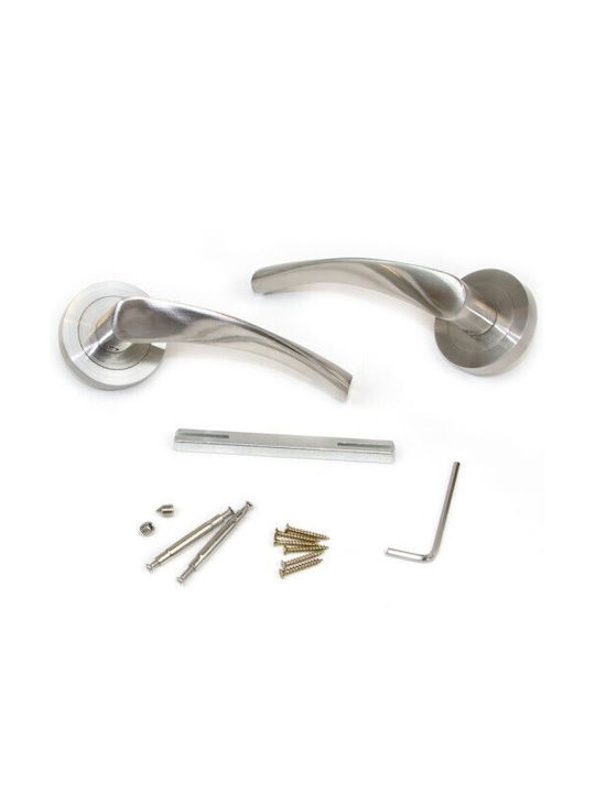 Door Handle Rosette Finetto Art.801156 127x50mm Satin Inox Left Front Door 243-801a145bsn-Left Front Door