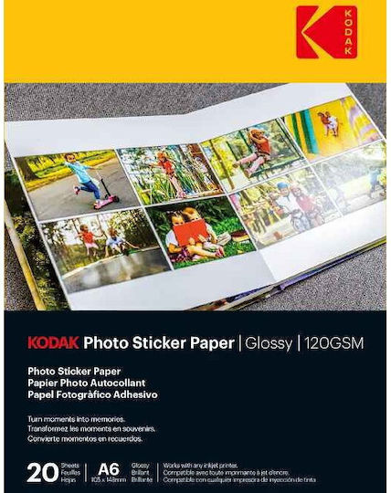 Kodak Photo Sticker Paper Gloss 120gsm A6x20 3510652