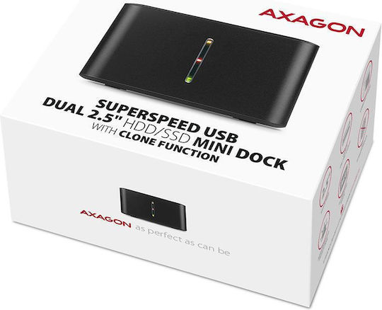 Axagon Докинг Станция За 2 Твърди Диска SATA 2.5" С Връзка USB 2.0 / USB 3.0 / USB 3.1 (ADSA-D25)