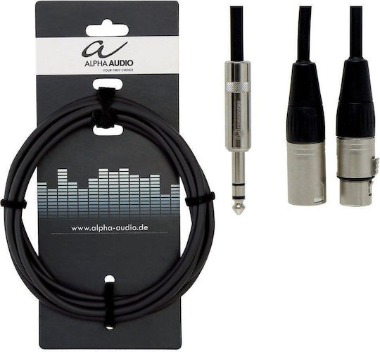Alpha Audio Кабел XLR мъжки 6,3 мм мъжки черен 3м 190.735