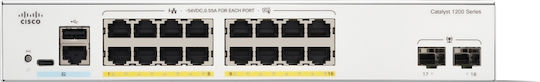 Cisco Catalyst C1200-16P-2G Managed L2 PoE+ Switch with 18 Gigabit (1Gbps) Ethernet Ports and 2 SFP Ports