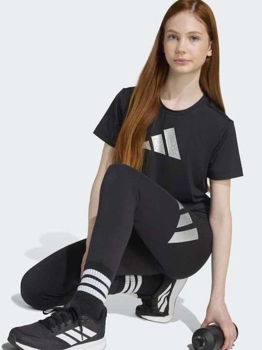 Kinder Leggings Sport Lang Schwarz Glam