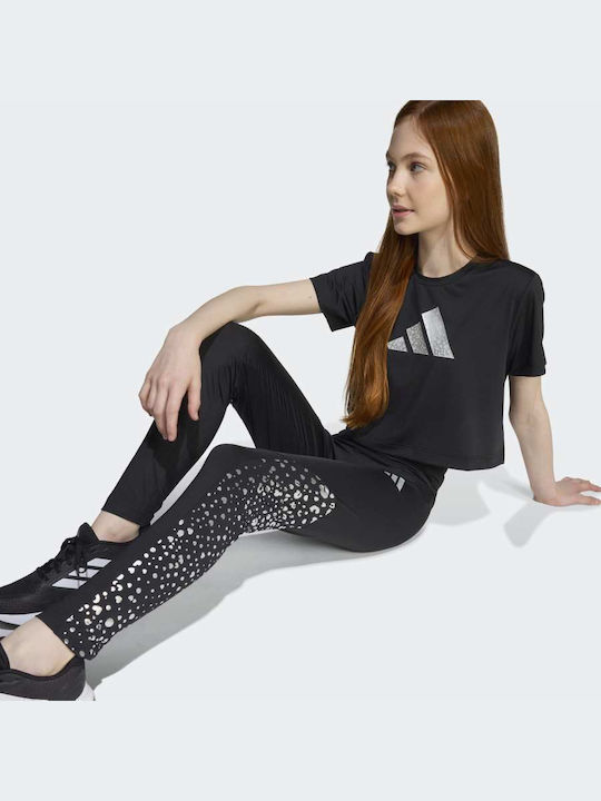 Kids Legging Sports Long Black Training Essentials Glam Print