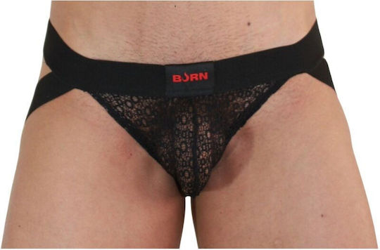 Burn Jockstrap Sexy pentru bărbați Negru