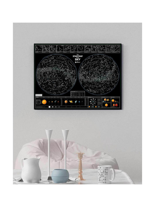 Poster Uränios Chártis Star Map Sky Maße 80x60 cm Mygreekgames