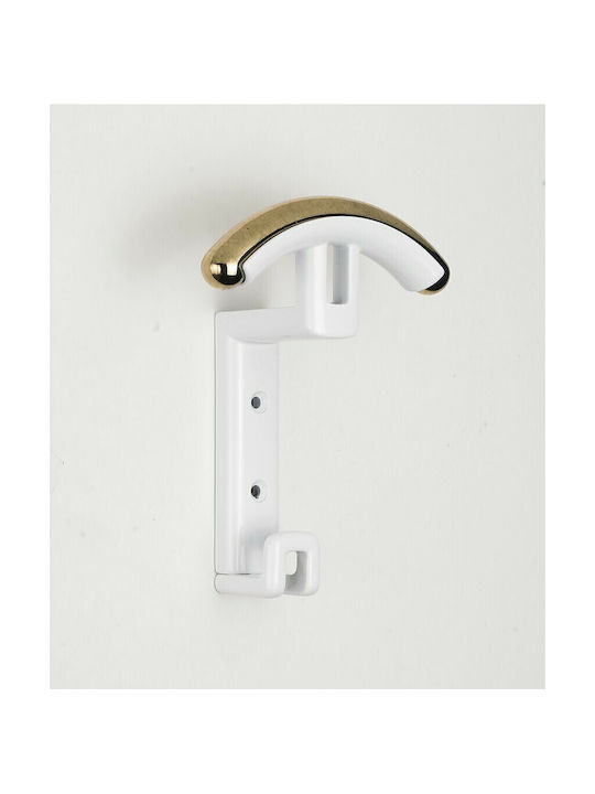 Italian Wall Hanger Zamac Eureka 2070-00-11b1 Glossy White-Gold Dimensions 141×101×58 Mm