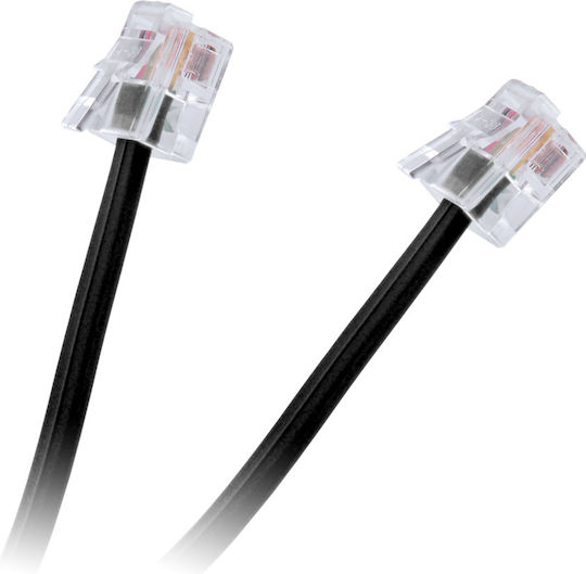 Lech Round Telephone Cable RJ11 6P4C 2m Black (TEL0033A 2)