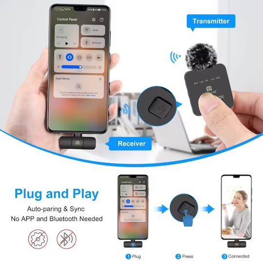 Puluz PU647B Seturi Wireless Electret Microfon Πέτου, Clip On pentru Cameră