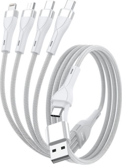 4smarts Usb Type-c/type-a Multi-charging Cable 4-in-2 1.2m White