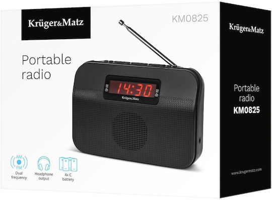 Kruger & Matz KM0825 Επιτραπέζιο Ραδιόφωνο Ρεύματος / Μπαταρίας Μαύρο