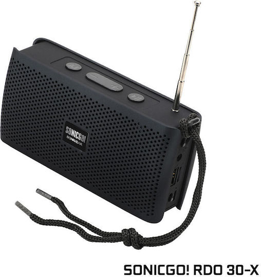 Sonic Gear Sonicgo RDO 30X Φορητό Ραδιόφωνο Επαναφορτιζόμενο με Bluetooth και USB Μαύρο