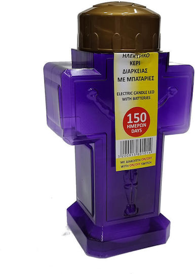 Battery Candle Cross 150 Days 11x19cm Purple 1014