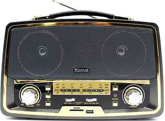 KEMAI MD-1701U Retro Επιτραπέζιο Ραδιόφωνο Επαναφορτιζόμενο με USB Μαύρο