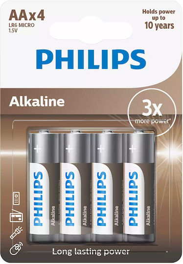 Philips Long Lasting Power Алкални Батерии AA 1.5V 4бр