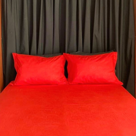 Decotelia Παπλωματοθήκη Σετ Υπέρδιπλη Microsatin Κόκκινο 220χ240 Red Spiral
