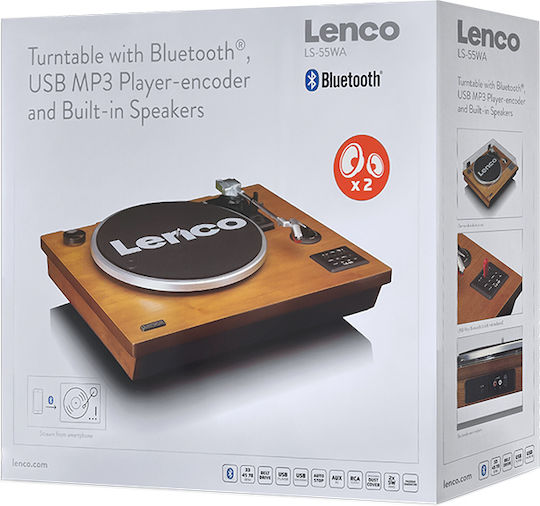 Lenco LS-55WA LS-55WA Грамофон с Предусилвател и Вградени говорители Кафяв