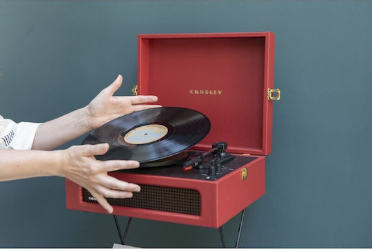 Crosley Voyager CR8017B-BUR Suitcase Turntables with Built-in Speakers Burgundy