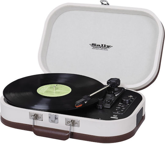 Trevi Suitcase Turntables with Preamp and Built-in Speakers Beige