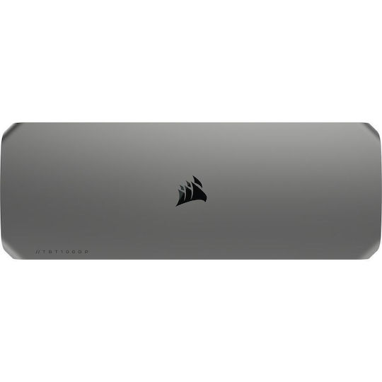 Corsair TBT100 Stație De Andocare Thunderbolt 3 Cu DisplayPort 4K Suport PowerDelivery Ethernet Și Conexiune Pentru 2 Monitoare Argintie