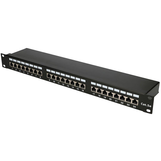 Extralink Panou Patch Ecranat pentru Rack 1U 19" 24 Porturi cat5e Negru