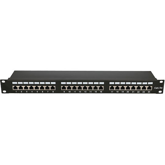 Extralink Panou Patch Ecranat pentru Rack 1U 19" 24 Porturi cat5e Negru