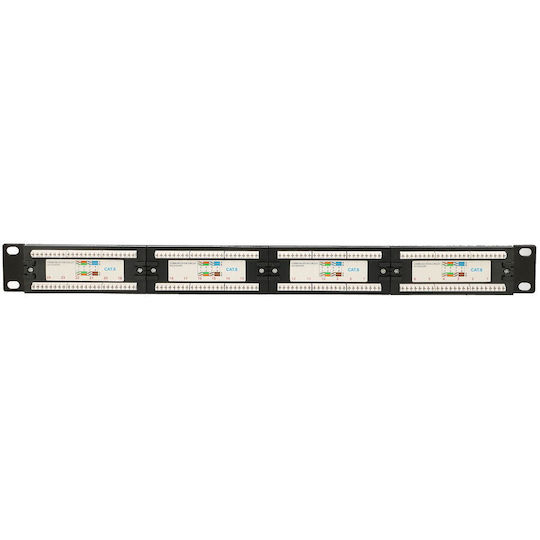 Extralink Patch Panel για Rack 1U 19" 24 Θυρών cat6 Μαύρο