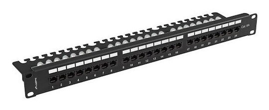 Lanberg Пач панел за рафт 1U 19" 24 порта Черен