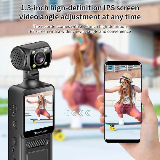 Lamtech LAM980305 Action Camera 4K Ultra HD with Screen 1.31" and Wi-Fi Black