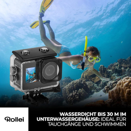 Rollei D2Pro Cameră de Acțiune 4K Ultra HD Subacvatică (cu Carcasă) cu Ecran Tactil 2" și Wi-Fi Neagră