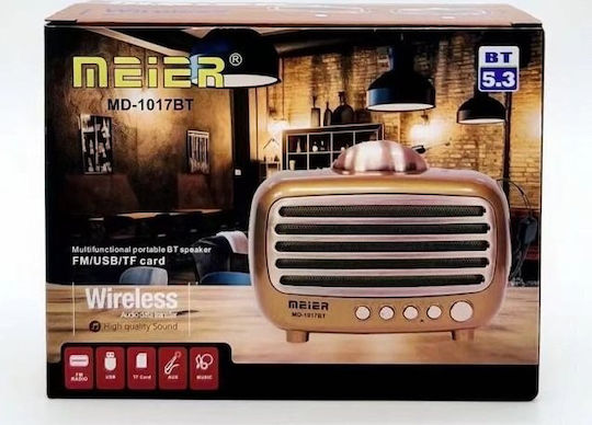 MD-1017 BT Retro Portable Radio Rechargeable with Bluetooth and USB Gold