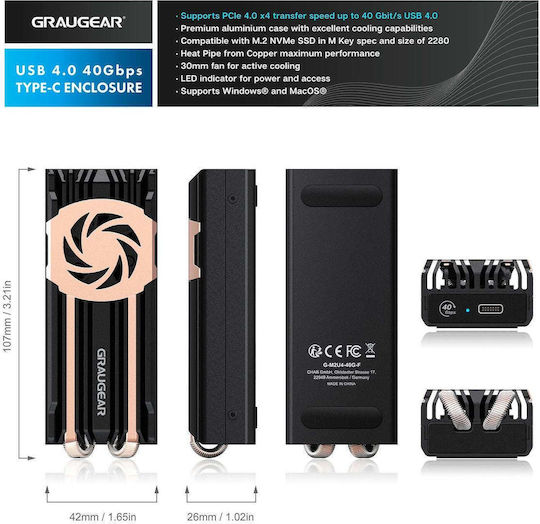 Graugear Case for Hard Drive M.2 SATA III with Connection Type-C
