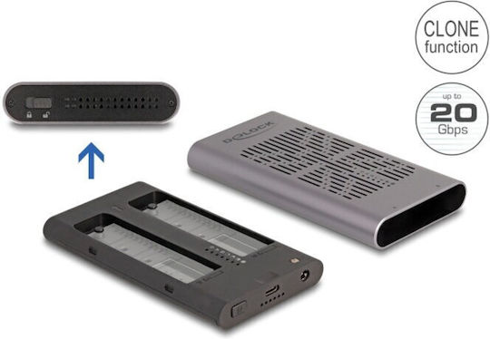 DeLock Твърд диск кутия M.2 SATA III с връзка Type-C в Сив цвят