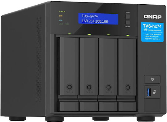 QNap TVS-h474 NAS Tower με 4 θέσεις για HDD/M.2/SSD και 2 θύρες Ethernet