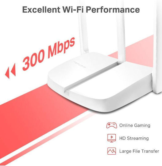 Mercusys MW306R v1.2 Drahtlos Router Wi‑Fi 4 mit 3 Anschlüssen Ethernet