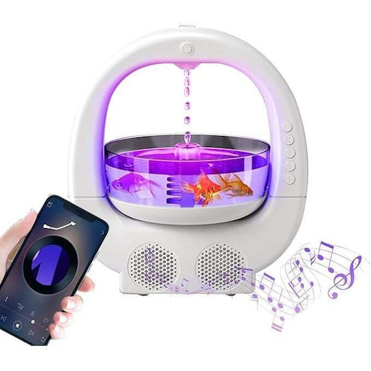Umidificator Multifuncțional Bol Pentru Pești Picătură de Apă Boxă Bluetooth 6 Culori RGB Capacitate 700 Ml Dimensiuni 23 X 25.6 X 16.2 Cm Fabricat Din ABS Alb