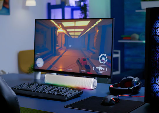 Creative Sound Blaster GS3 Ασύρματα Ηχεία Υπολογιστή 2.0 με RGB Φωτισμό και Bluetooth Ισχύος 24W σε Λευκό Χρώμα