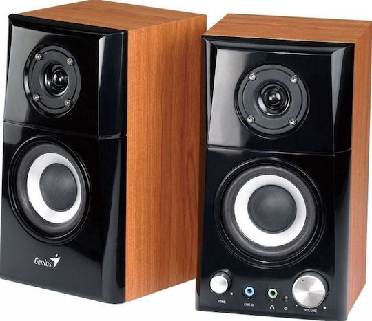 Genius SP-HF500A Ηχεία Υπολογιστή 2.0 με Ισχύ 14W σε Καφέ Χρώμα