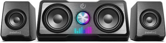 Rebeltec Rock Difuzoare de Calculator 2.1 cu Iluminare RGB și Putere 10W în Negru Culoare