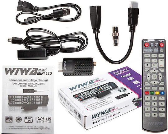 WIWA H.265 DVB-T/T2 Ψηφιακός Δέκτης Mpeg-4 HD (720p) με Λειτουργία PVR (Εγγραφή σε USB) Σύνδεση HDMI