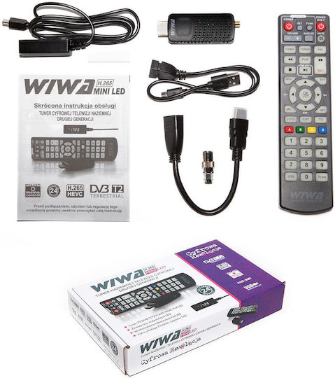 WIWA H.265 DVB-T/T2 Ψηφιακός Δέκτης Mpeg-4 HD (720p) με Λειτουργία PVR (Εγγραφή σε USB) Σύνδεση HDMI