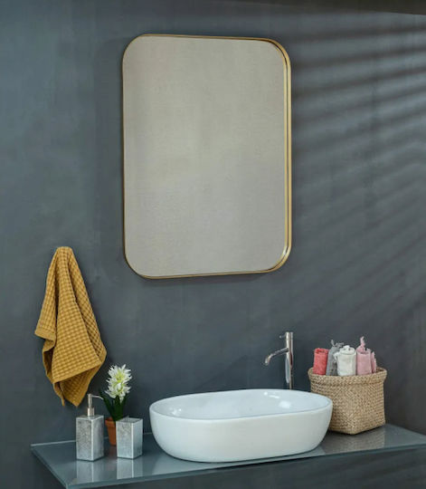 Κρεμαστός Καθρέπτης Iron Curved Angle 60x80 Εκ Ορθογώνιος Black Μαύρος