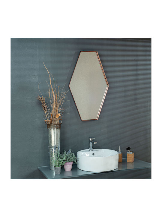 Κρεμαστός Καθρέπτης Iron Polygon 50x80 Εκ Led Gold Mat Χρυσό