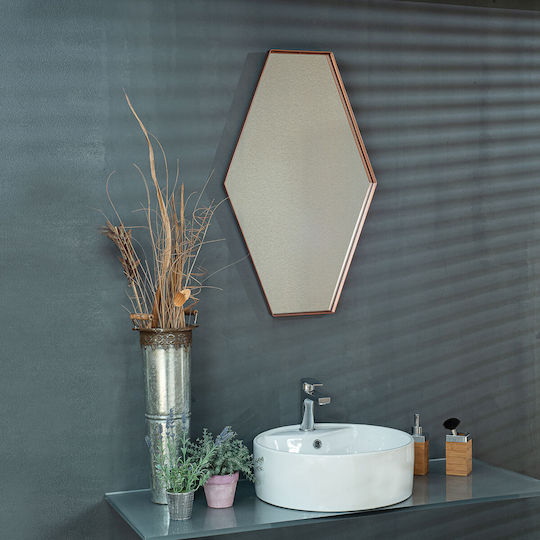 Oglindă De Baie Suspendată Iron Polygon 50x80 Cm Lumini LED Auriu Mat
