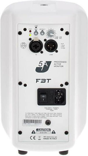 FBT JOLLY J5AW Αυτοενισχυόμενο Ηχείο PA 80W με Woofer 5" 17x18x27.5εκ. σε Λευκό Χρώμα
