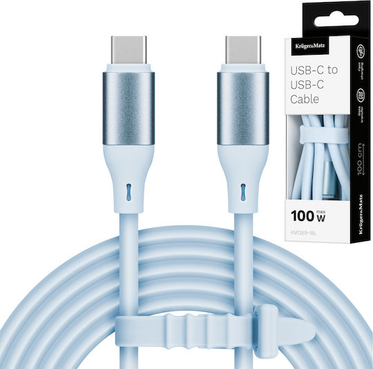 USB 2.0 Cable USB-C male - USB-C 100W PD Μπλε 1m