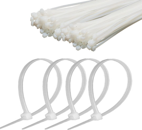 Cabletech Plastische Kabelbinder in Weißer Farbe (100Stk) NAR0047-10.1