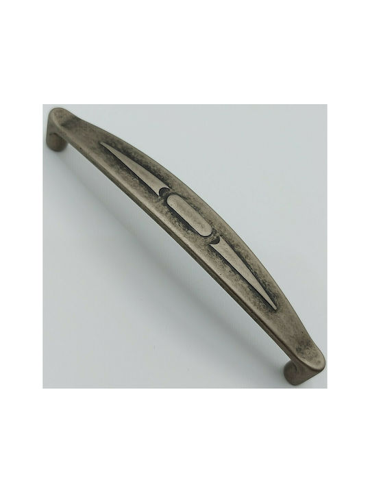 Italian Furniture Handle Eureka 9412-128-arg1 Aged Silver Size 12.8cm