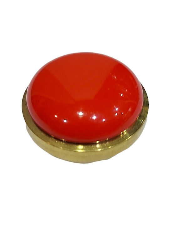 Italian Brass Furniture Knob Omp Porro 11218-20a1 Diameter 25mm Gold-Red